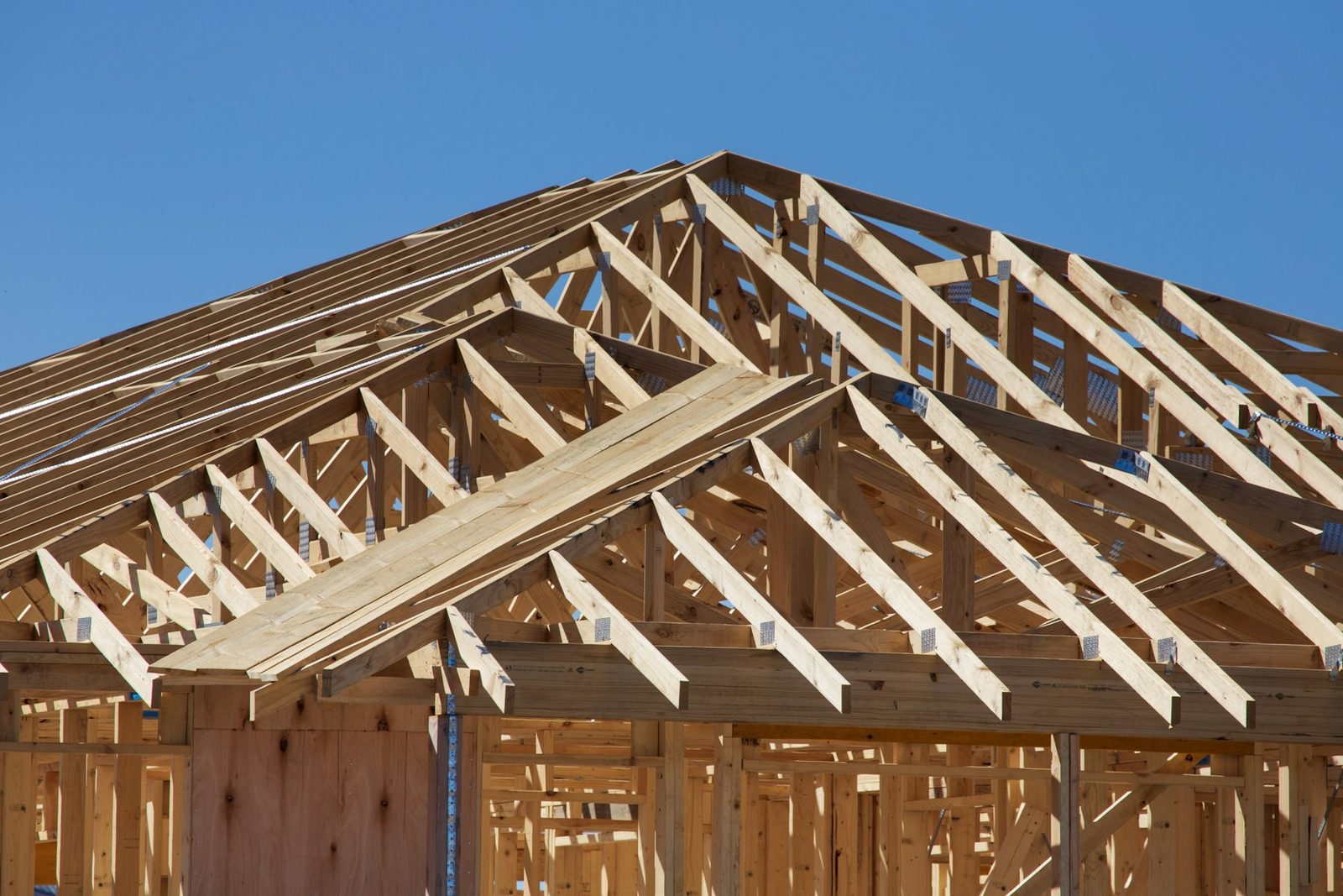 Wooden framing on a structure under construction