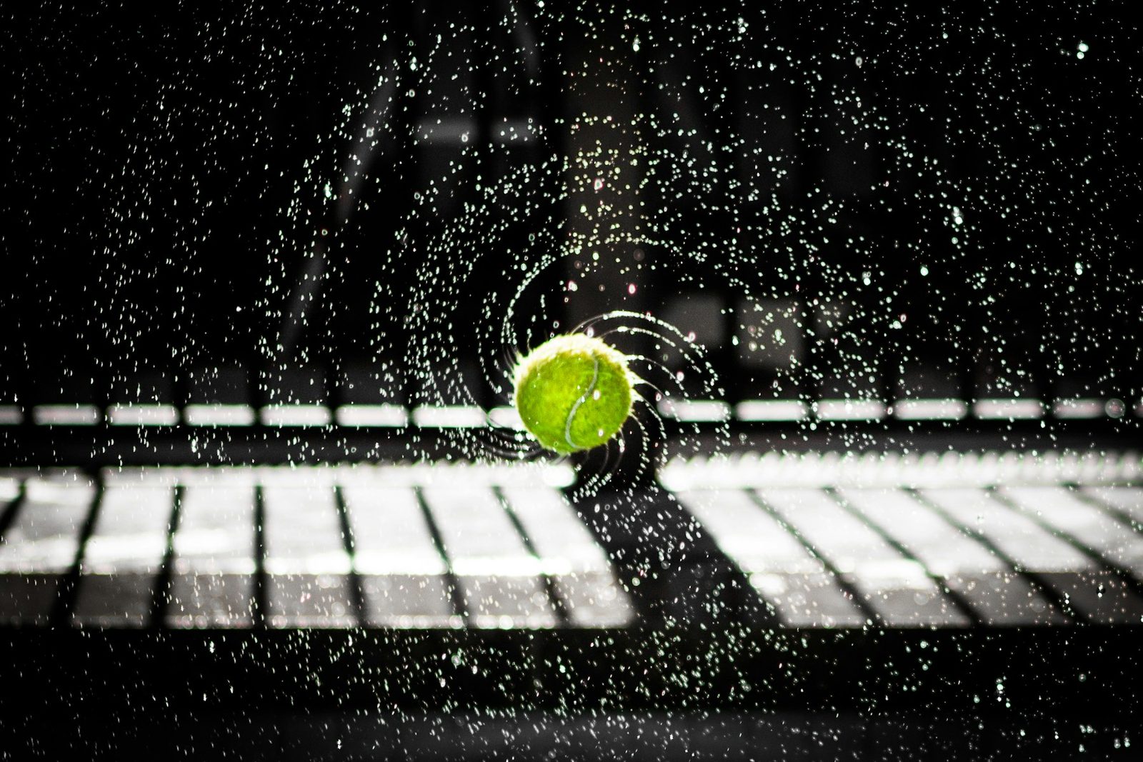 Time-lapse photograph of a tennis ball in flight