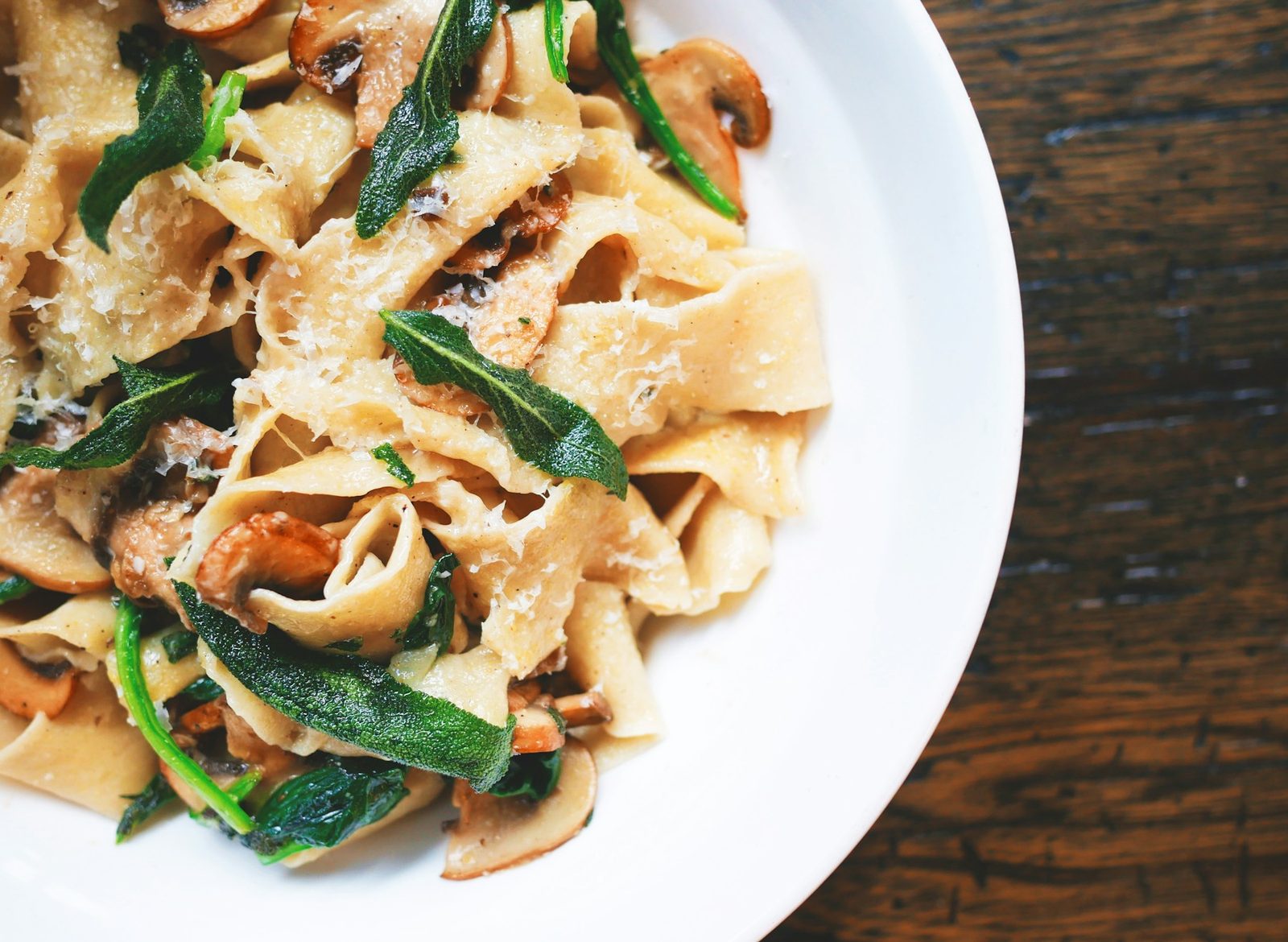 A pasta dish served on a white plate