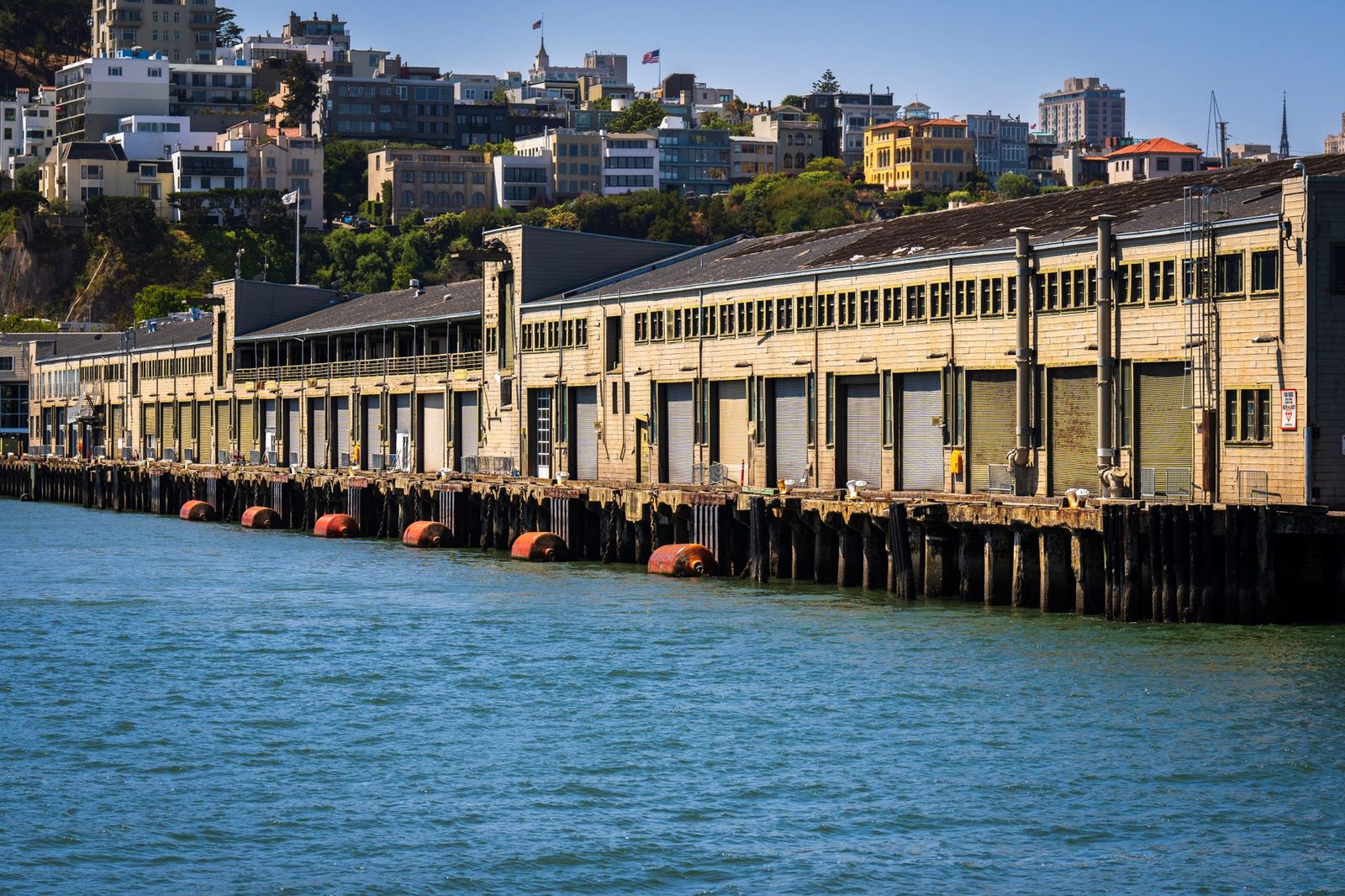 San Francisco Bay waterfront with the city skyline in the distance