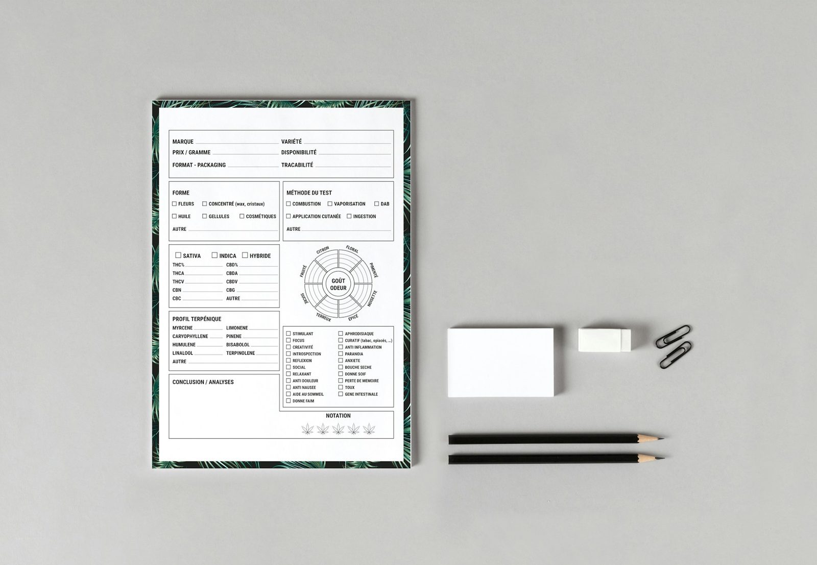 Printed sheet of paper on a table with a pen and pencil